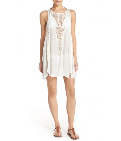 Elan Crochet Inset Cover-Up Dress - White