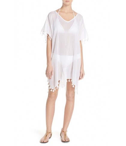 Seafolly 'Amnesia' Cotton Gauze Cover-Up Caftan Size One Size - White