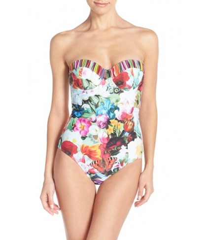 Ted Baker London 'Imari' Floral One-Piece Swimsuit4DD/E (DD/3D US) - Pink