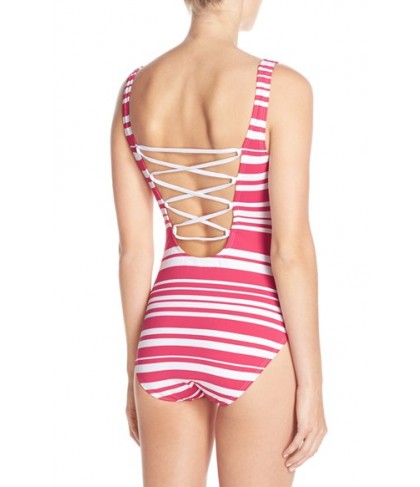 Tommy Bahama 'Sportif' Stripe One-Piece Swimsuit  - Pink