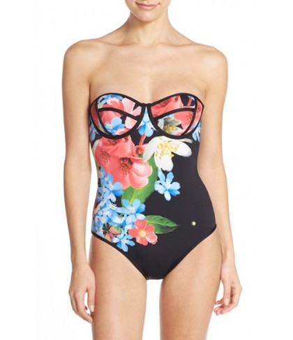 Ted Baker London 'Forget Me Not' Underwire One-Piece Swimsuit A/B - Black