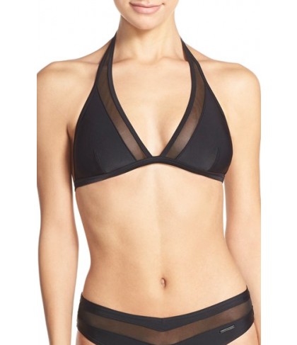 Ted Baker London Mesh Detail Halter Bikini Top  - Black