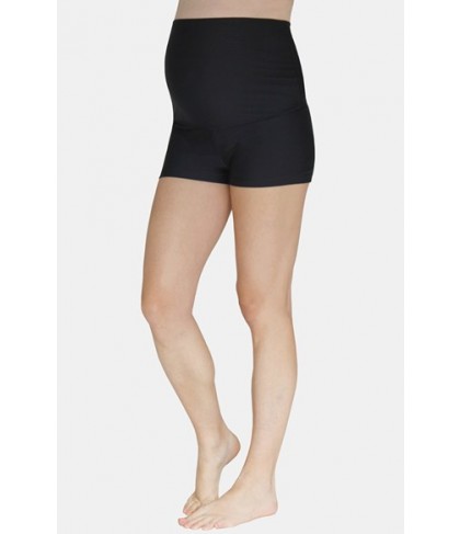 Mermaid Maternity Foldover Boyshort Swim Bottoms - Black