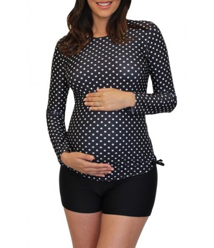 Mermaid Maternity Polka Dot Long Sleeve Maternity Rashguard Size XX-Large - Black