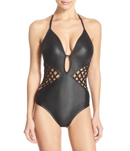 Kenneth Cole New York 'After Midnight' Halter One-Piece Swimsuit - Black