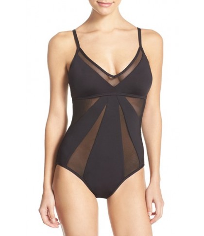 Kenneth Cole New York 'Sheer Satisfaction' One-Piece Swimsuit  - Black