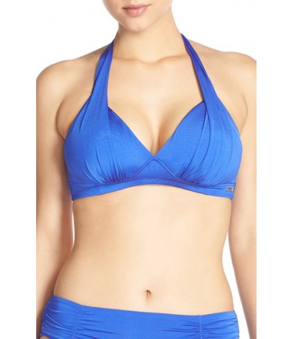 Fantasie Ruched Halter Bikini Top F (D US) - Blue