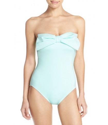 Kate Spade New York Bow Neck One-Piece Swimsuit  - Blue