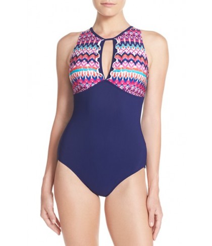 Profile By Gottex High Neck One-Piece Swimsuit  - Blue