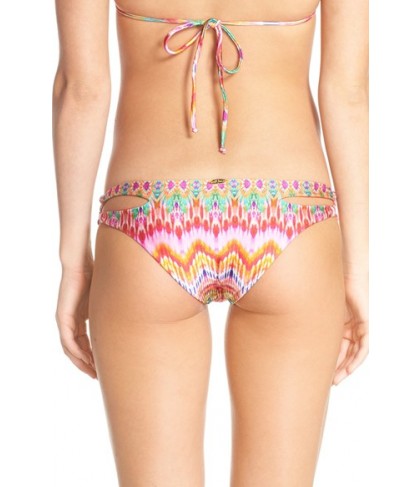Luli Fama Cutout Sides Print Bikini Bottoms  - Coral