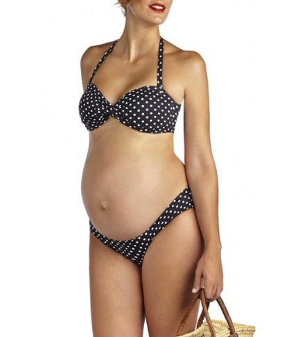 Pez D'Or Polka Dot Print Twisted Bandeau Maternity Bikini