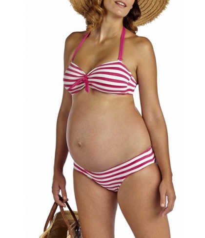 Pez D'Or 'Rimini' Textured Stripe Maternity Bikini - Pink
