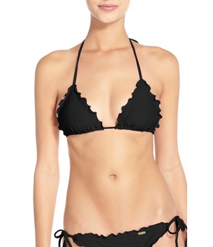 Luli Fama 'Wavy' Bikini Top  - Black