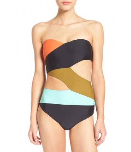 Volcom 'Simply Solid' Cutout One-Piece Swimsuit  - Black