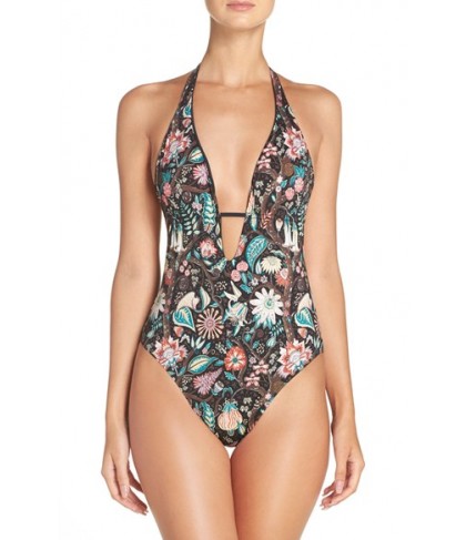 L Space Liberty Floracopa Print One-Piece Swimsuit  - Black