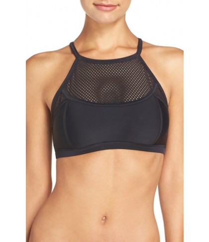 Zella Mesh Inset Bikini Top  - Black