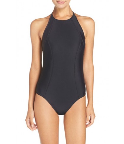 Zella High Neck One-Piece Swimsuit  - Black