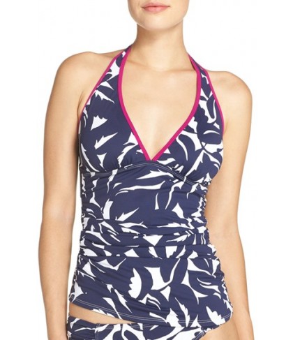 Tommy Bahama Leaf Print Halter Tankini Top