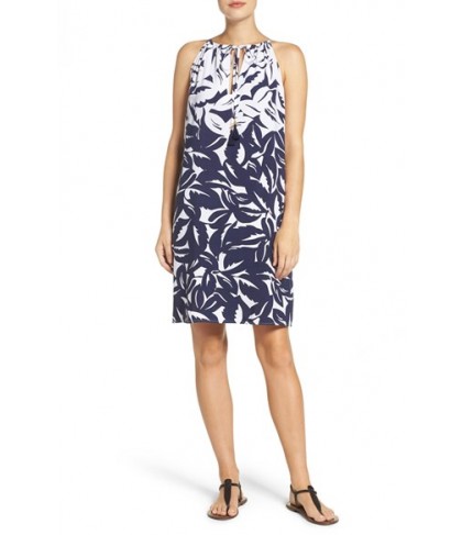 Tommy Bahama Leaf Print Cover-Up Dress  - Blue