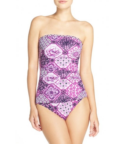 Tommy Bahama 'Tiles Of Tropics' Bandeau One-Piece Swimsuit  - Pink
