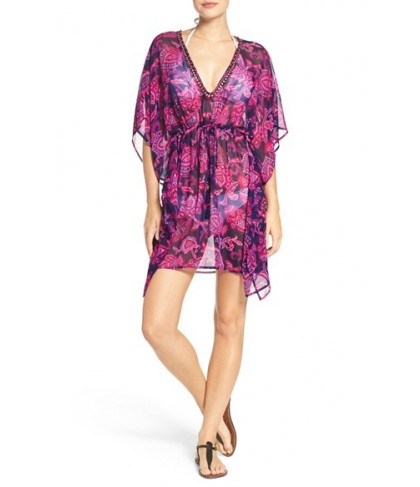 Tommy Bahama 'Jacobean' Beaded Neck Cover-Up Tunic/X-Large - Pink