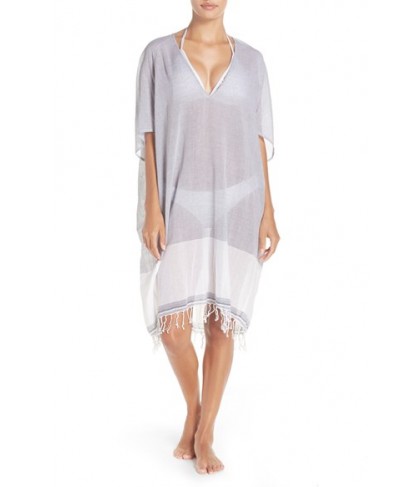 Caslon Fringe Cover-Up Tunic /Large - Blue