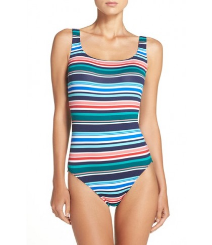 Tommy Bahama 'Fete' Laced Back One-Piece Swimsuit  - Blue