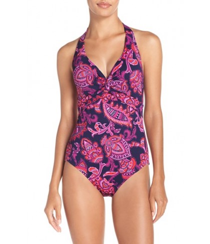 Tommy Bahama 'Jacobean' Halter One-Piece Swimsuit - Pink