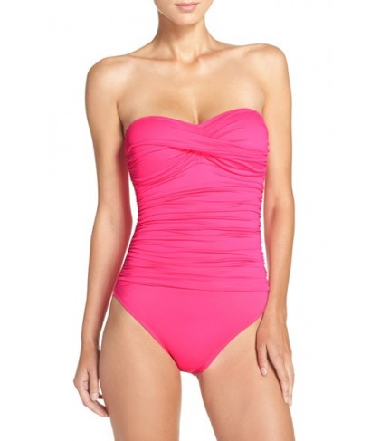 La Blanca Twist Front Bandeau One-Piece Swimsuit  - Pink