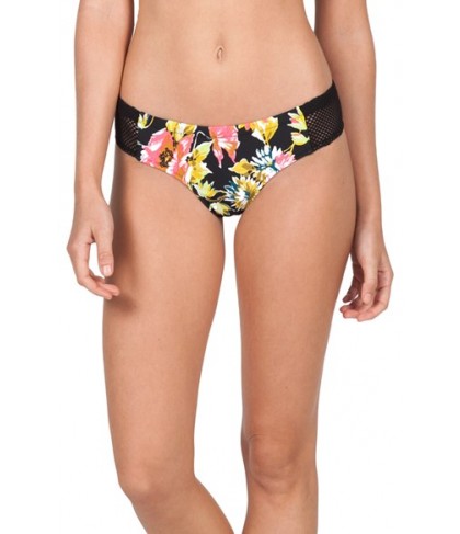 Volcom Wild Buds Floral Print Cheeky Bikini Bottoms  - Black