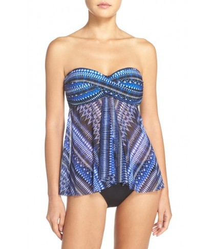 Profile By Gottex 'Indigo Girl' Bandeau Flyaway Tankini Top  - Blue