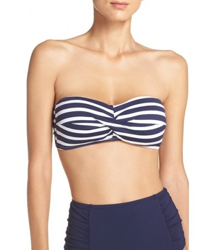 Tommy Bahama Breton Stripe Bandeau Bikini Top  - Blue