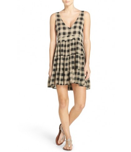 Acacia Swimwear Check Cover-Up Dress - Black