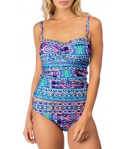 La Blanca Convertible Bandeau Tankini Top D - Blue