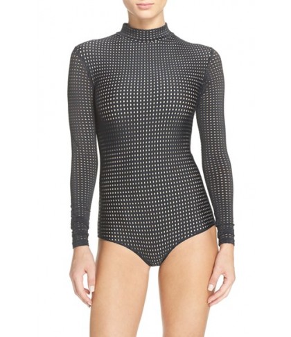 Acacia Swimwear Mesh One-Piece Swimsuit  - Black