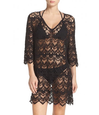 Surf Gypsy Crochet Cover-Up Tunic - Black