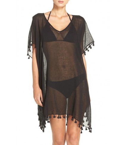 Seafolly 'Amnesia' Cotton Gauze Cover-Up Caftan Size One Size - Black