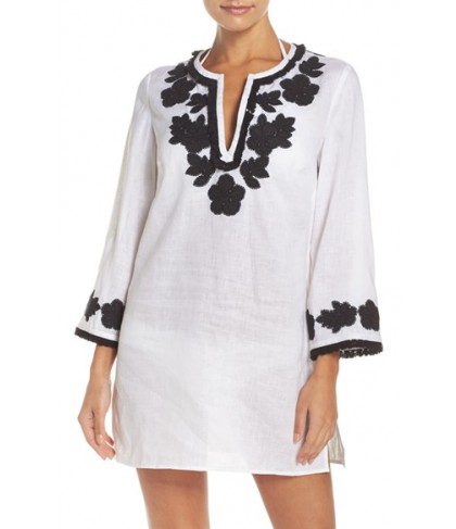 Tory Burch Applique Cover-Up Tunic  - Ivory