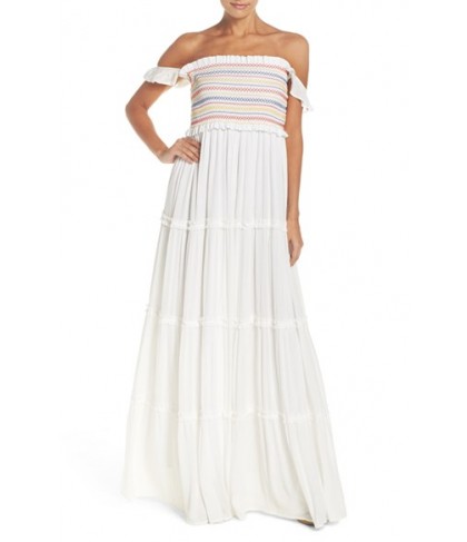 Tory Burch Smocked Cover-Up Maxi Dress