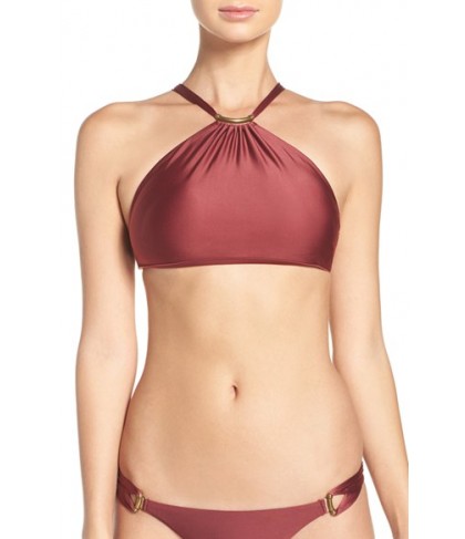  Vix Swimwear Thai Halter Bikini Top, Size D - Burgundy