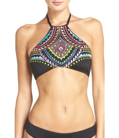 Laundry By Shelli Segal Embroidered Bikini Top - Black