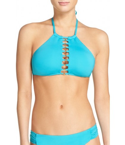 Trina Turk High Neck Bikini Top  - Blue/green