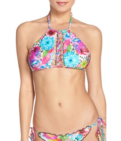 Luli Fama High Neck Bikini Top - Pink