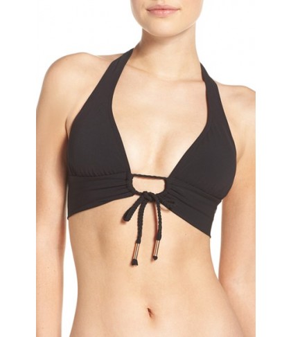Robin Piccone Keyhole Halter Bikini Top - Black