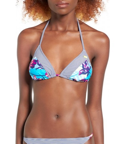 Roxy Line It Up Tiki Triangle Bikini Top  - Blue