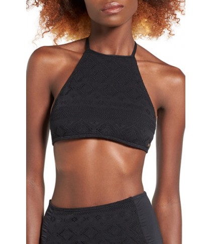 Roxy Cozy & Soft Halter Bikini Top  - Black