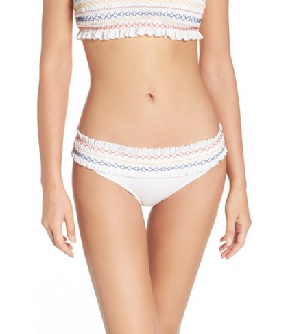 Tory Burch Costa Smocked Hipster Bikini Bottoms