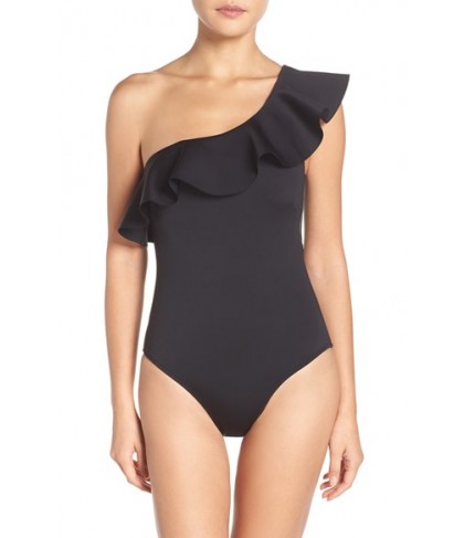 Ted Baker London Ruffle One-Piece Swimsuit  - Black