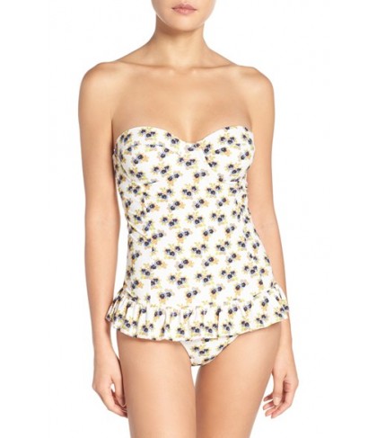 Tory Burch Avalon Flounce Underwire One-Piece Swimsuit - Ivory