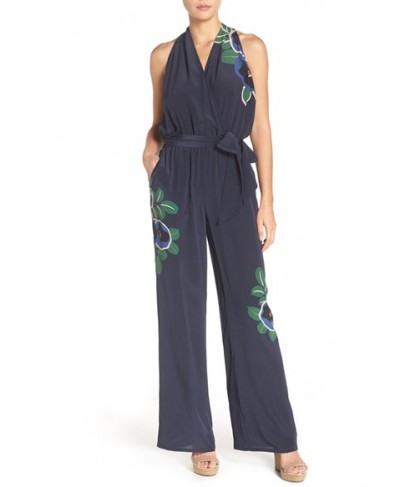 Tory Burch Avalon Silk Cover-Up Jumpsuit - Blue/green